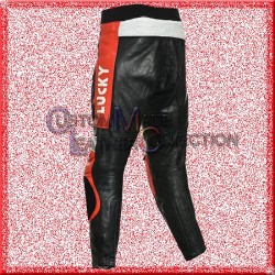 LUCKY STRIKE RED LEATHER MOTORCYCLE TROUSER PANT