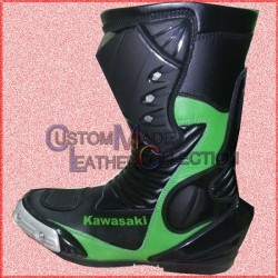 Kawasaki Motorbike Leather Racing Shoes/Biker Leather Shoes