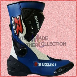 Suzuki Motorbike Leather Racing Shoes / Motorcycle Racing Boots