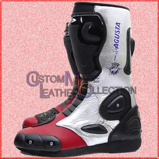 MV Agusta Motorbike Leather Racing Shoes / Motorcycle Racing Boots