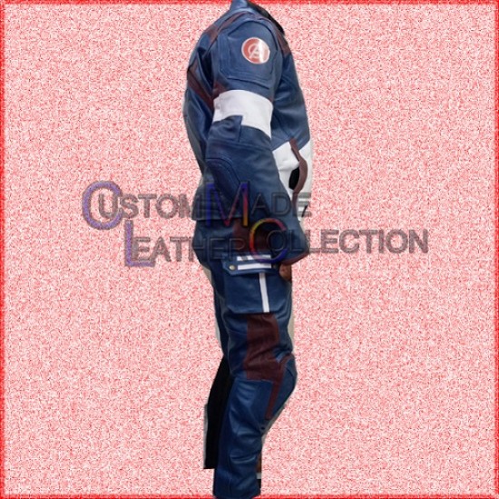 Age of Ultron Captain America Steve Rogers Blue Motorcycle Leather Suit/Biker Leather Suit