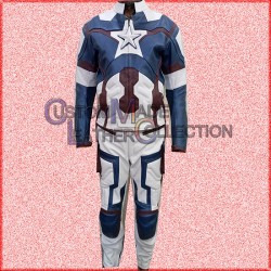 Age of Ultron Captain America Steve Rogers White Motorcycle Leather Suit/Men Biker Suit