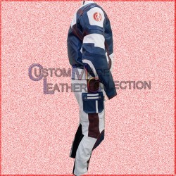 Age of Ultron Captain America Steve Rogers White Motorcycle Leather Suit/Men Biker Suit