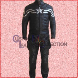 Captain America Black Biker Leather Suit/Men Biker Leather Suit