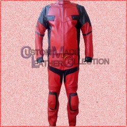 Ryan Reynolds Dead Pool 2 Movie Red Motorcycle Leather suit/Men Biker Leather Suit