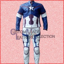 Captain America Age Of Ultron Steve Rogers Motorcycle Leather Suit/Men Biker Leather Suit
