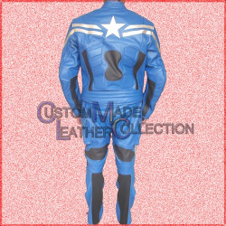 Captain America Motorcycle Leather Racing Suit/Men Biker Leather Racing Suit
