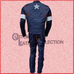 Age of Ultron Blue Captain America Steve Rogers Motorcycle Leather Suit/Biker Racing Suit