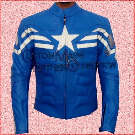 Captain America Blue Motorcycle Leather jacket/Biker Leather Jacket