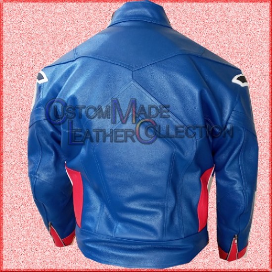 Captain America Chris Evan Blue Leather Jacket/Biker Leather Jacket