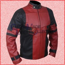 Deadpool Motorbike Red Black Leather Jacket / Deadpool Leather Biker Jacket