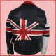 UNION FLAG British Flag Black Motorcycle Leather Jacket/Biker Leather Jacket