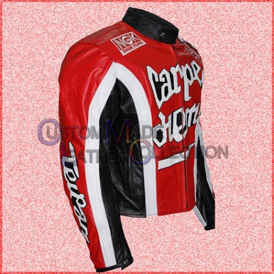 Carpe Diem Crazy Horse Red Riding Cary Ford Biker Leather Jacket/Biker Leather Jacket