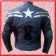 Captain America Grey Black Leather Jacket/Biker Leather Jacket