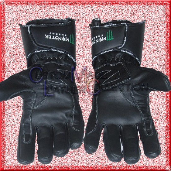 Monster Energy Leather Gloves/MOTOGP Biker Leather Gloves