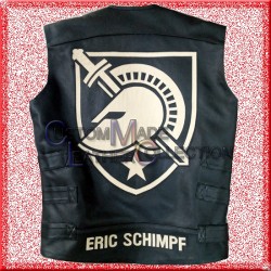 Men's Motorcycle Leather Vest with Front Zip/Biker Leather Vest