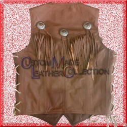 Men CowBoy Leather Vest/Men Biker Leather Vest