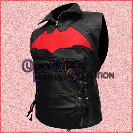 Batman Arkham Knight Black Leather Vest/Biker Leather Vest