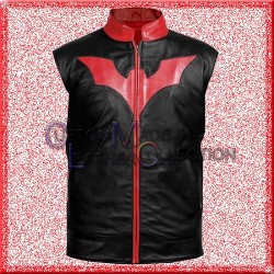 Batman Men Black Leather Vest/Biker Leather Vest
