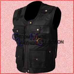 Roman Reigns The Shield Tactical Leather Vest/Men Biker Leather Vest
