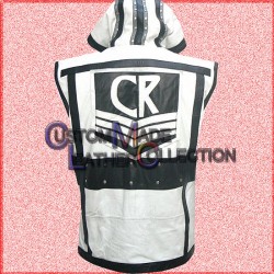  Cody Rhodes Black And White Leather Vest/Men Biker Leather Vest