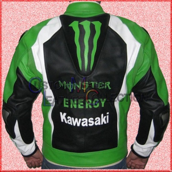 Kawasaki Monster Motorbike Leather Jacket/Biker Leather Jacket