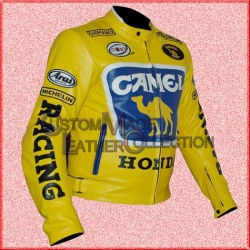 Honda Camel Racing Leather Jacket/Biker Leather Jacket