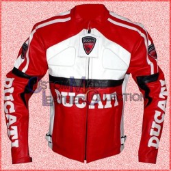 Ducati Motorbike Red Leather Racing Jacket/Ducati Biker Leather Jacket