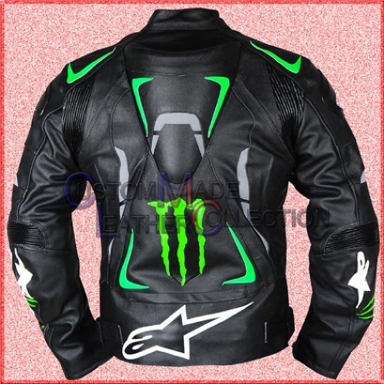 Alpinestars Monster Energy Motorbike Leather Jacket/Biker Leather Jacket
