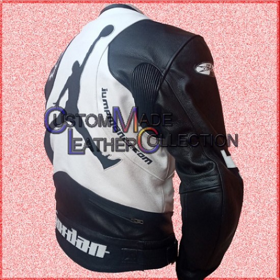 Jordan Motorbike White Leather Jacket / Jordan Biker Leather Jacket