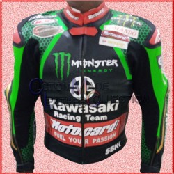 Kawasaki Monster Motorbike Racing Leather Jacket/Biker Racing Leather Jacket