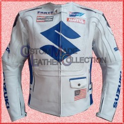 Suzuki Motorbike Racing Leather Jacket/Biker Racing Leather Jacket