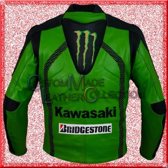 Kawasaki Green Racing Team Motorbike Leather Jacket/Biker Leather Jacket