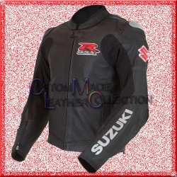 Suzuki GSXR Black Motorbike Racing Leather Jacket/Biker Leather Jacket
