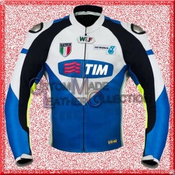Yamaha White Blue Motorbike Racing Leather Jacket/Biker Leather Jacket