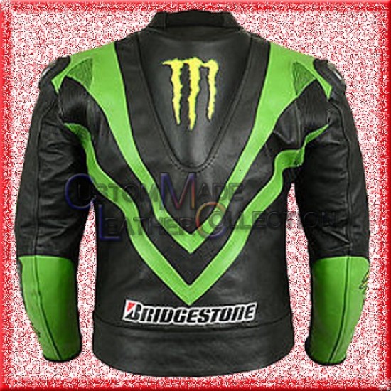 Kawasaki Monster Energy Motorbike Leather Jacket/Biker Leather Jacket