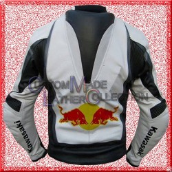 Kawasaki Ninja Red Bull Motorbike Racing Leather Jacket/Biker Leather Jacket