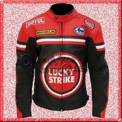 Lucky Strike Black/Red Biker Leather Jacket | Motorcycle Leather Jacket