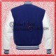 Men’s White Leather and Wool Blue Varsity Bomber Jacket