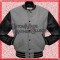 Men’s Black Leather and Wool Grey Varsity Bomber Jacket