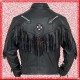 Men’s Fashion Western Style Arrow Real Leather Motorbike Jacket Black