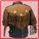Men’s Western Genuine Leather Cowboy Biker Fringed Jacket