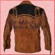 Western Cowboy Men's Brown Fringed Suede Leather Jacket/Western Leather Jacket
