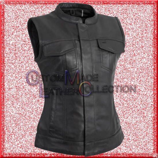 Women's Motorcycle Leather Vest/Biker Leather Vest
