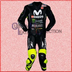 Valentino Rossi Yamaha Black Movistar MotoGP 2018 Leather Suit/Men Biker Leather Suit